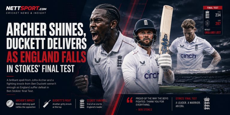 Archer Shines, Duckett Delivers as England Falls in Stokes' Final Test