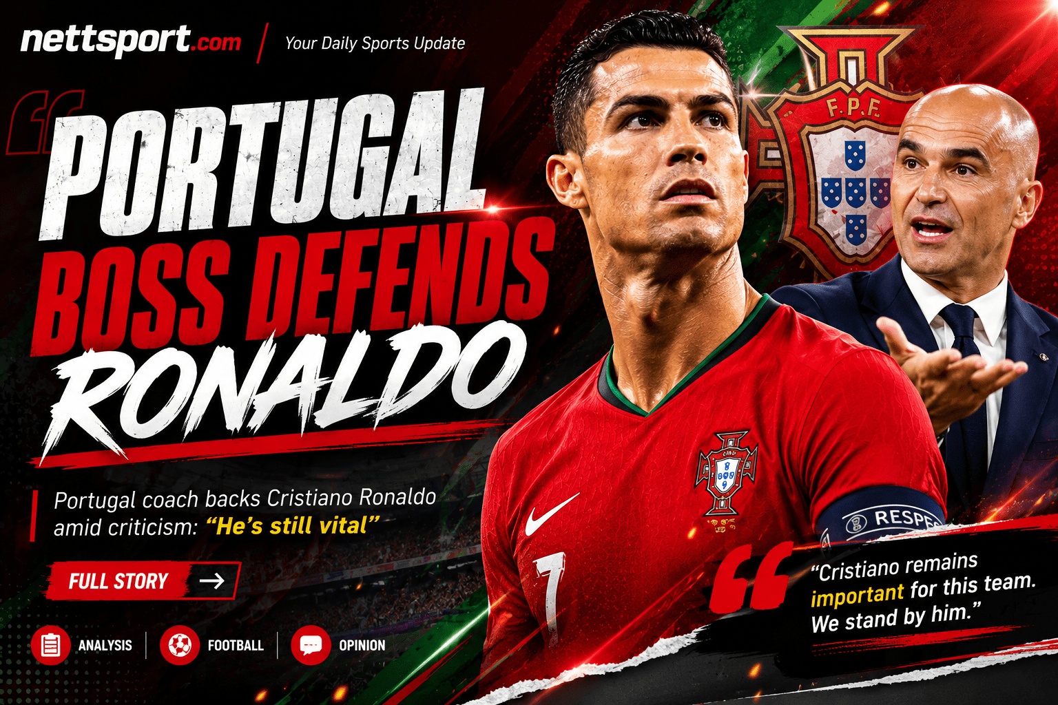Portugal boss defends Ronaldo
