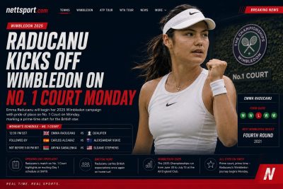 Raducanu Kicks Off Wimbledon on No. 1 Court Monday