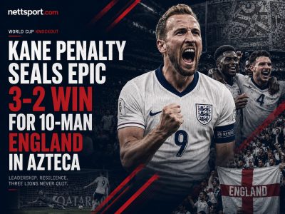 Kane Penalty Seals Epic 3-2 Win for 10-Man England in Azteca