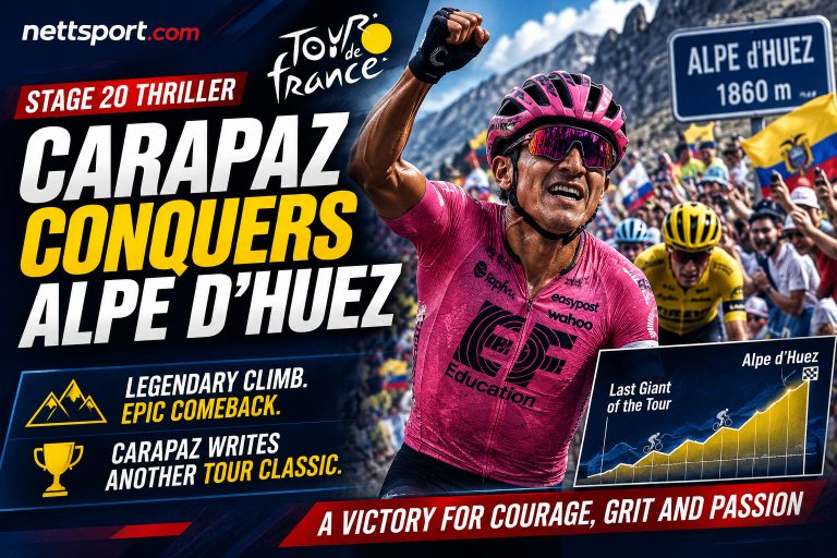 Carapaz Conquers Alpe d'Huez in Tour de France Stage 20 Thriller